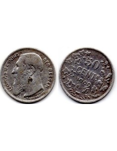 1909 Bélgica - 50 cents - Leopoldo II Roi.