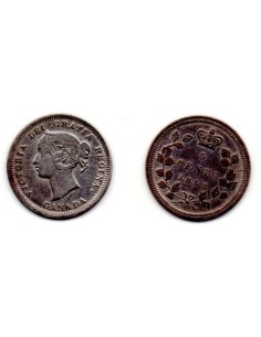 1858 - Canadá 5 CENTS. Moneda de plata Victoria