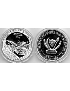 2021- Congo 20 Francos 1 onza de plata - Quetzalcoatlus