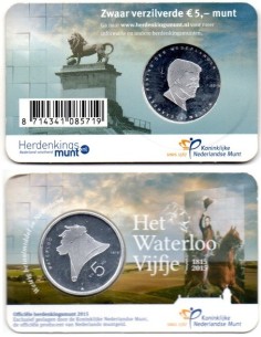 2015 Holanda - 5 Euros 200 Años Batalla de Waterloo.