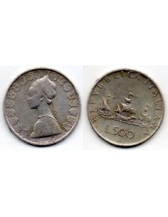 1959 Italia, 500 Liras - Moneda plata