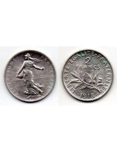 1918 - FRANCIA , 2 francos DE PLATA
