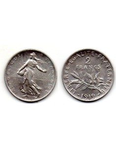 1919 - FRANCIA , 2 francos DE PLATA