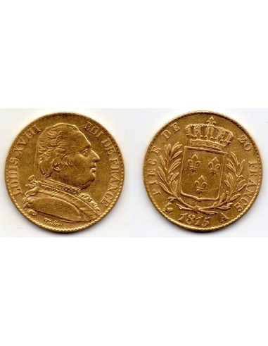 1815 A Francia Moneda Conmemorativa 20 Francos - Luis XVIII