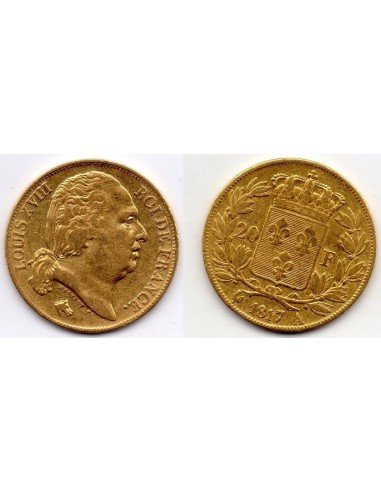 1817 A Francia Moneda Conmemorativa 20 Francos - Luis XVIII