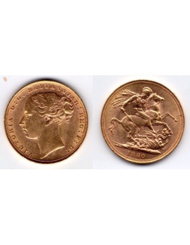 1880 Reino Unido, 1 Soberano oro / Victoria Joven-
