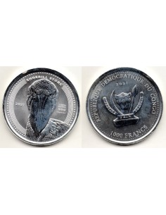 2021- Congo 1000 Francos 1 onza de plata - Cigüeña Shoebill