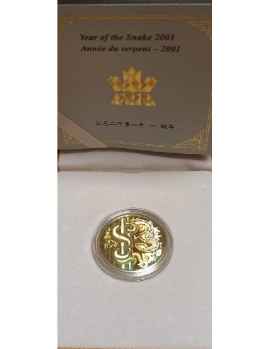 Canada. 150 Dolares.Moneda Oro Proof. AÑO De La Serpiente . Holograma/ Year Of The Snake 2001