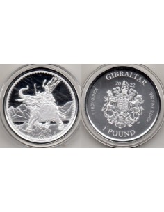 2022 Gibraltar - 1 Pound - Elefante de Guerra - onza de plata