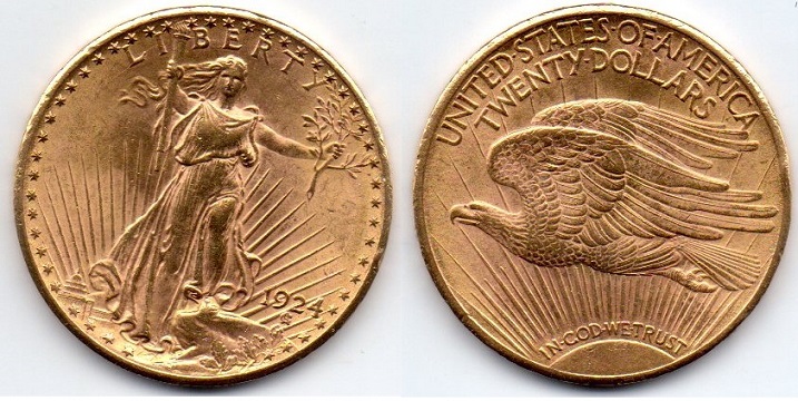 20 dolares oro americanos, doble aguila